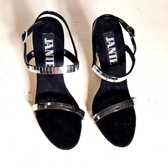 Jante Black with mirrors on the straps 4 inch Heels . Size 6 - Picture 7 of 11